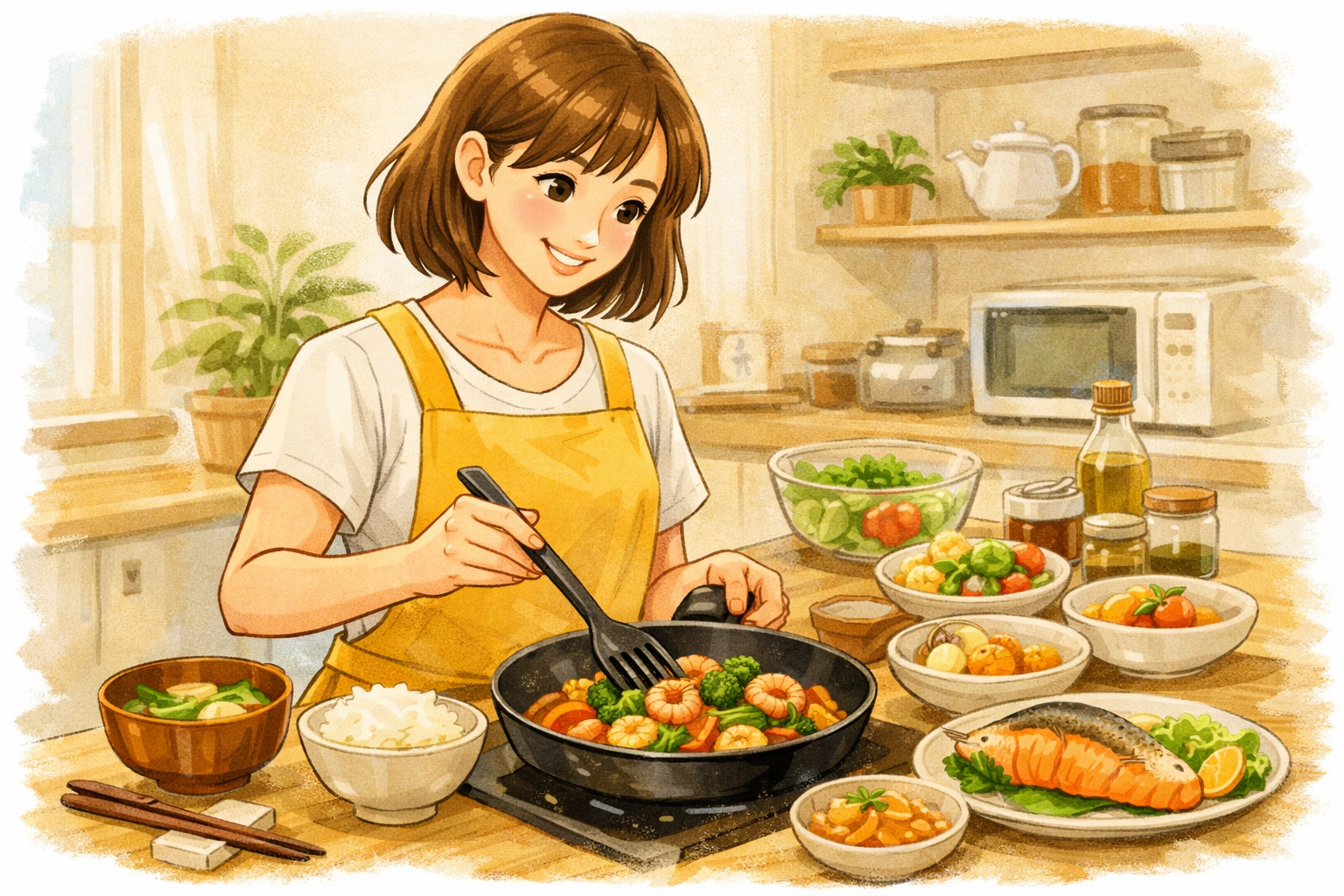 ミールキットで料理する様子